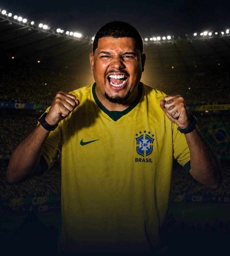 Torcedor com a taça no estádio do Mundial 2026